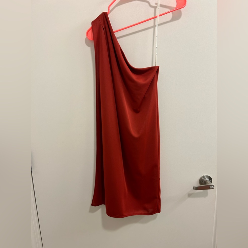 🍁Boston Proper Sangria One Shoulder Asymmetrical Dress - Picture 7 of 9